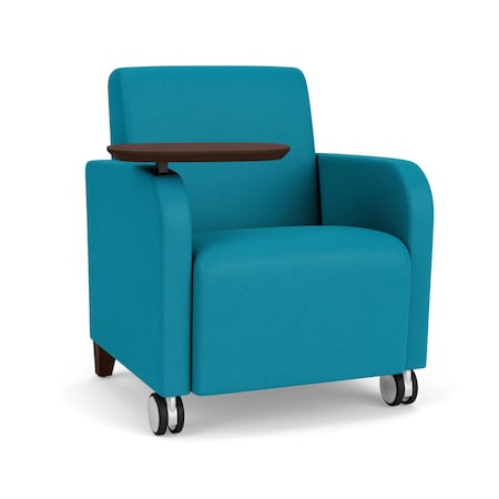 Siena Lounge Reception Guest Chair W/ Swivel Tablet And Walnut Wood Back Legs, OH Waterfall Uph